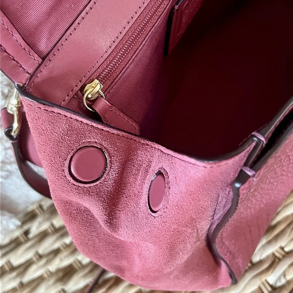 Pink Gold Coach Faye Carryall Dusty Rose Leather Shoulder Bag Crossbody Turnlock